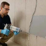 Aplicarea rășinii de injecție într-o fisură verticală din beton